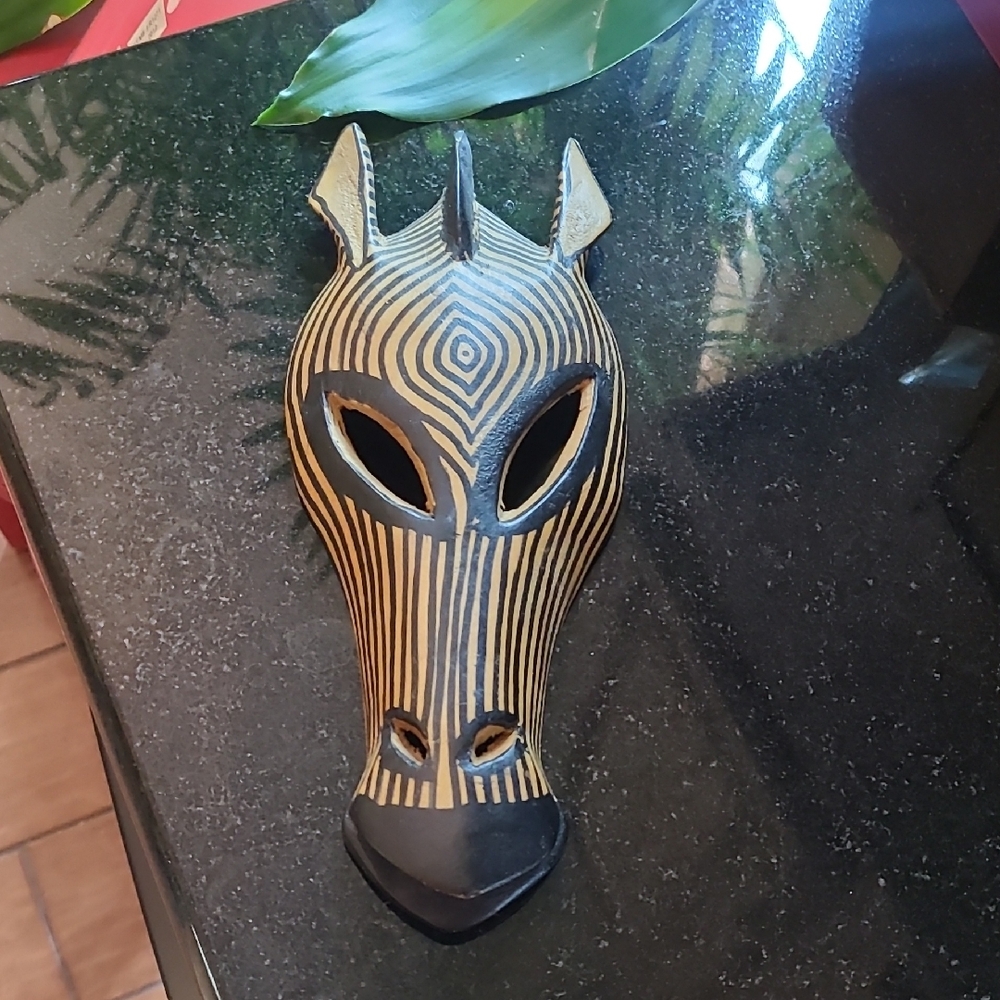 Handcrafted Zebra Mask Decor